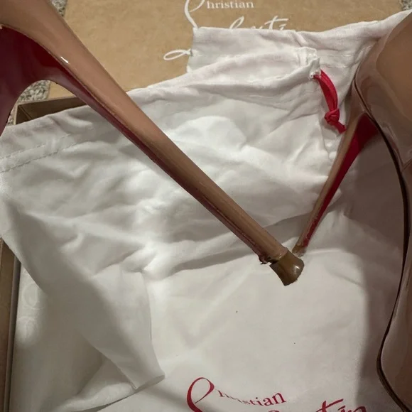 Christian Louboutin Nude Peep Toe Heels - Picture 10 of 16